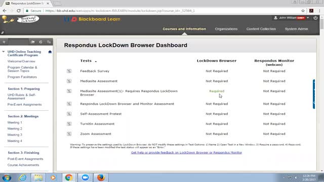 respondus lockdown browser virtual machine